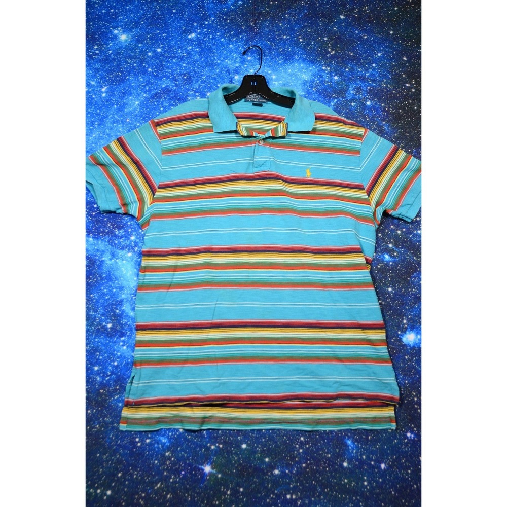 Vintage Polo By Ralph Lauren Polo Shirt Mens XL Multicolor Stripe Cotton Knit